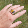 Bague argent grosse pierre rectangulaire Oeil de tigre T59 Bague argent grosse pierre rectangulaire Oeil de tigre T59
