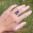 Bague rectangulaire argent ciselé et pierre Améthyste T56 Bague rectangulaire argent ciselé et pierre Améthyste T56