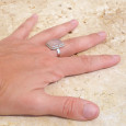 Bague rectangulaire argent ciselé et pierre Quartz rose T58 Bague rectangulaire argent ciselé et pierre Quartz rose T58