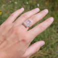 Bague rectangulaire argent ciselé et pierre Quartz rose T58 Bague rectangulaire argent ciselé et pierre Quartz rose T58