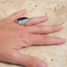 Grande bague rectangulaire pierre Améthyste argent ciselé T52