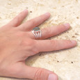 Bague 4 anneaux argent et cabochon ovale Labradorite T53/60