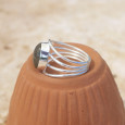 Bague 4 anneaux argent et cabochon ovale Labradorite T53/60