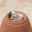 Bague 4 anneaux argent et cabochon ovale Oeil de tigre T53