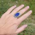 Longue bague argent ciselé et pierre oblongue Lapis lazuli T60 Longue bague argent ciselé et pierre oblongue Lapis lazuli T60