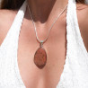 Gros pendentif goutte argent et Pierre de soleil