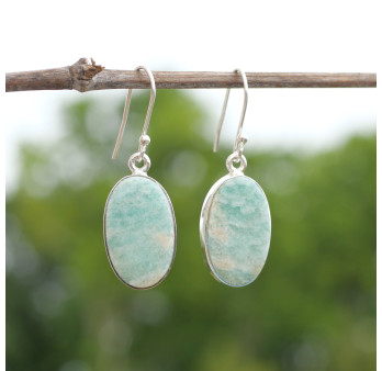Boucles ovales en argent et Amazonite