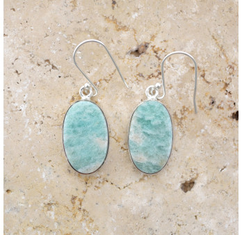Boucles ovales en argent et Amazonite