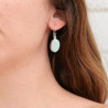 Boucles d'oreilles ovales en argent et Amazonite