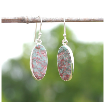 Boucles d'oreilles oblongues pierre Sonora sunrise et argent