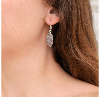 Boucles d'oreilles oblongues pierre Sonora sunrise et argent