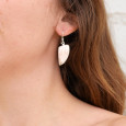 Boucles d'oreilles triangulaires pierre Scolecite rose