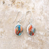 Boucles d'oreilles ovales Turquoise Oyster et argent