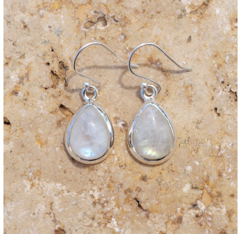 Boucles d'oreilles gouttes Pierre de lune et argent