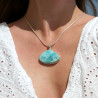Gros pendentif goutte pierre Larimar et argent