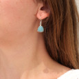 Boucles d'oreilles triangulaires pierre Larimar et argent