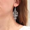 Boucles longues pampilles argent et 13 petites pierres Labradorite