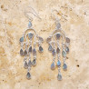 Boucles longues pampilles argent et 13 petites pierres Labradorite