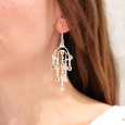 Belles boucles longues pampilles argent et 13 petites pierres Citrine Belles boucles longues pampilles argent et 13 petites pierres Citrine
