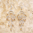 Belles boucles longues pampilles argent et 13 petites pierres Citrine Belles boucles longues pampilles argent et 13 petites pierres Citrine