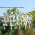 Belles boucles longues pampilles argent et 13 petites pierres Citrine Belles boucles longues pampilles argent et 13 petites pierres Citrine