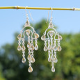 Belles boucles longues pampilles argent et 13 petites pierres Citrine Belles boucles longues pampilles argent et 13 petites pierres Citrine