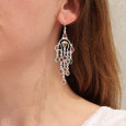 Boucles longues pampilles argent et 13 petites pierres Tourmaline