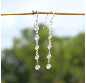 Longues boucles d'oreilles en argent et 5 Pierres de lune