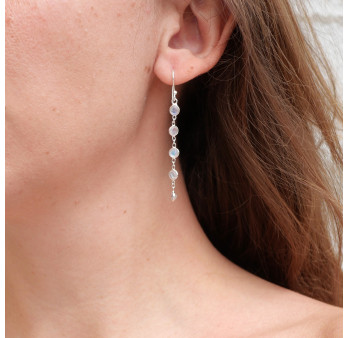 Longues boucles d'oreilles en argent et 5 Pierres de lune