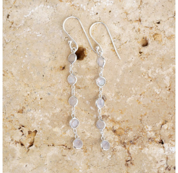 Longues boucles d'oreilles en argent et 5 Pierres de lune