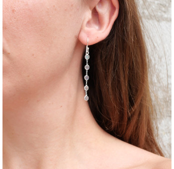 Longues boucles d'oreilles en argent et 5 pierres Labradorite