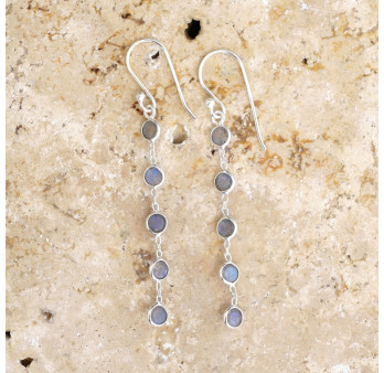 Longues boucles d'oreilles en argent et 5 pierres Labradorite