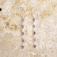 Longues boucles d'oreilles en argent et 5 pierres naturelles Améthyste