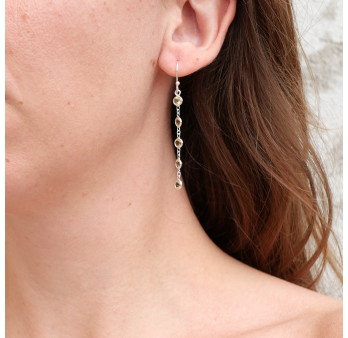 Longues boucles d'oreilles en argent et 5 pierres naturelles Citrine