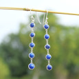 Longues boucles d'oreilles en argent et 5 pierres naturelles Lapis lazuli Longues boucles d'oreilles en argent et 5 pierres naturelles Lapis lazuli