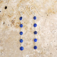 Longues boucles d'oreilles en argent et 5 pierres naturelles Lapis lazuli Longues boucles d'oreilles en argent et 5 pierres naturelles Lapis lazuli