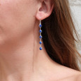 Longues boucles d'oreilles en argent et 5 pierres naturelles Lapis lazuli Longues boucles d'oreilles en argent et 5 pierres naturelles Lapis lazuli