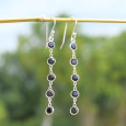 Longues boucles d'oreilles en argent et 5 pierres naturelles Onyx noir