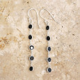 Longues boucles d'oreilles en argent et 5 pierres naturelles Onyx noir
