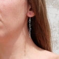 Longues boucles d'oreilles en argent et 5 pierres naturelles Onyx noir