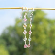 Longues boucles d'oreilles en argent et 5 pierres Tourmaline