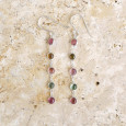 Longues boucles d'oreilles en argent et 5 pierres Tourmaline