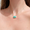 Collier chaîne argent et pierre rectangulaire en Amazonite