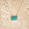 Collier chaîne argent et pierre rectangulaire en Amazonite