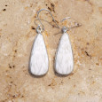 Boucles d'oreilles gouttes pierre Scolecite blanche