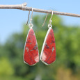 Longues boucles d'oreilles pierre Jaspe rouge