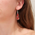 Longues boucles d'oreilles pierre Jaspe rouge