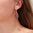 Boucles d'oreilles ovales pierre Jaspe rouge