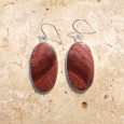 Boucles d'oreilles ovales pierre Jaspe rouge
