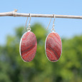 Boucles d'oreilles ovales pierre Jaspe rouge